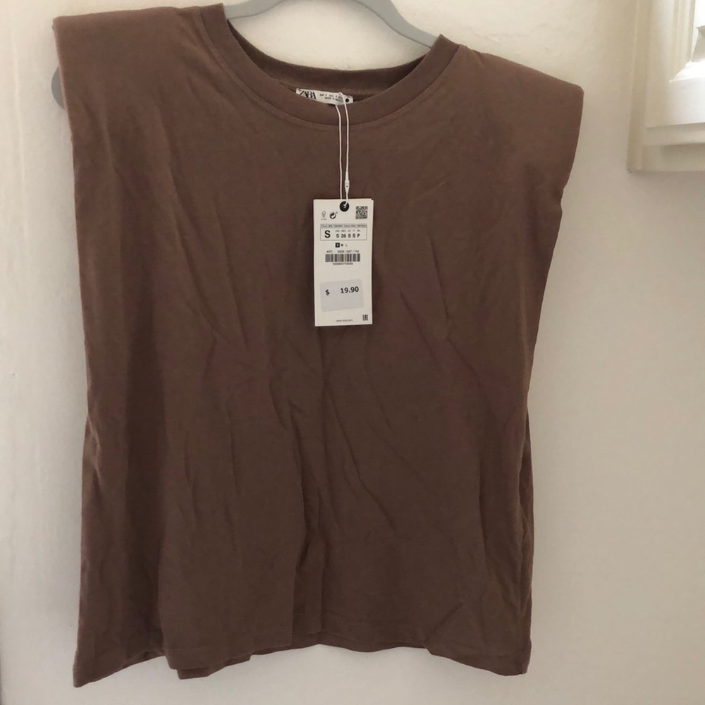 Brown Zara shirt with shoulder pads